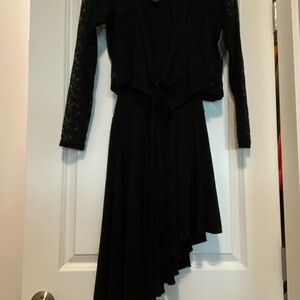 New!!Black Dance Dress with Lace Wrap Top – 2pcs for 1